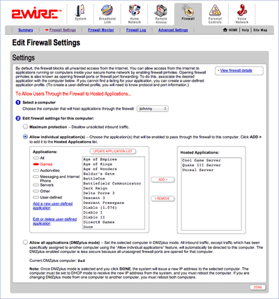 Firewall Settings