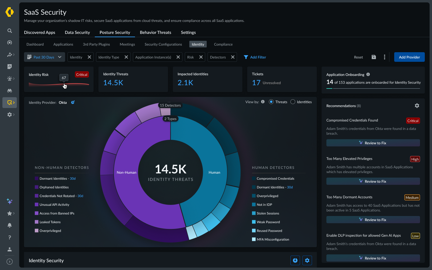 Identity Threats Dashboard